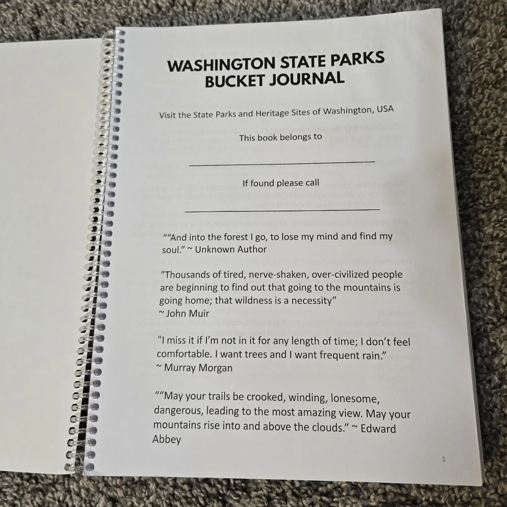 Washington State Parks Bucket Journal, Explore 140 Parks Record Memories